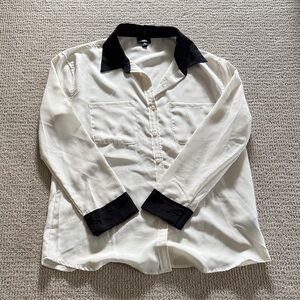 Mossimo Supply Co. Cream and Black Button Down Shirt